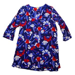 J Crew Floral Red White Blue Tunic Swim Coverup